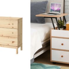 there are two different types of furniture in the room and one is made out of wood