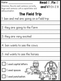 the field trip worksheet for students to practice reading and writing their own words