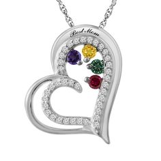 This elegant necklace for mom features a white sapphire accented heart within a polished heart. This necklace includes a rope chain that is secured with a spring ring clasp. You may personalize with an engraving and by choosing the color stones of your choice. Mothers Heart, Necklace For Mom, Jewelry Advice, Jared The Galleria Of Jewelry, Color Stones, Mothers Necklace, Elegant Necklace, Accessories Jewelry Necklace, Color Stone