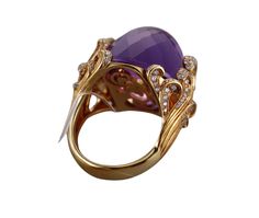 ~ Just purchased inventory of a high end boutique in Europe. All Carrera items are brand new/old stock, with tags removed for photographing. Current retails are significantly higher than noted on tags. Come with box and COA card ~ An 18k yellow gold ring set with a faceted amethyst and 0.84ctw of G/VS diamonds. DESIGNER: Carrera y Carrera MATERIAL: 18k Yellow Gold GEMSTONES: Amethyst, Diamonds - 0.84ctw DIMENSIONS: Ring Size 7.5. Top is 20mm x 25mm. MARKED/TESTED: CyC, Serial Number, 750 WEIGHT: Luxury Polished Oval Amethyst Ring, Luxury Oval Amethyst Ring With Polished Finish, Luxury Amethyst Diamond Ring For Gift, Luxury Amethyst Ring With Diamond Accents For Anniversary, Luxury Amethyst Ring For Anniversary, Luxury Amethyst Rings With Gemstone Accents, Luxury Amethyst Ring With Gemstone Accents As Gift, Luxury Rings With Accent Stones, Luxury Amethyst Ring With Diamond Accents As Gift