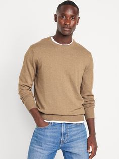 crew neck long sleeves rib-knit trim pullover style relaxed fit hits below waistmachine wash according to the care instruction label  . Best Holiday gift for Men , perfect Sweaters for Christmas! Old Navy Men, Sweater Brown, Navy Sweater, Navy Sweaters, Sweaters Crewneck, Brown Sweater, Lightweight Sweater, Outerwear Sweater, Mens Crew Neck