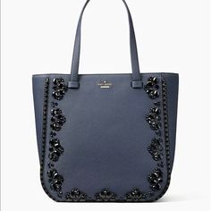 Kate Spade Anderson Way Dorna Brand New With Tags Retails For $598 + Tax!!! Color: Oceano The Handbag: It's Your Constant Companion, Your Security Blanket, Your Way-More-Than-An-Accessory Accessory. Size: 13.1" H X 12.5"W X 5.7"D Drop Length: 9" Material: Deep Pebbled Cow Leather Capital Kate Jacquard Lining Style # Wkru4521 Tote With Magnetic Tab Closure Interior Zipper And Double Slide Pockets Kate Spade New York Floating Signature Evening Blue Shoulder Bag With Leather Handles, Designer Embellished Shoulder Bag, Designer Embellished Bags For Shopping, Designer Embellished Shoulder Bag For Everyday Use, Chic Embellished Leather Bag, Luxury Embellished Shoulder Bag For Shopping, Luxury Embellished Tote Bag, Luxury Embellished Tote Shoulder Bag, Designer Kate Spade Bag With Leather Handles