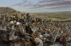 an image of a battle with men on horses