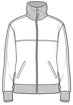 the front and back view of a white jacket with zippers on the chest,