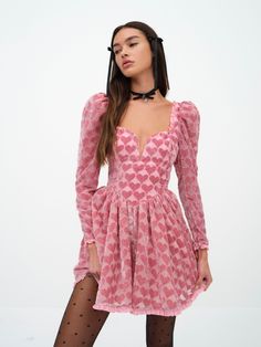 Theresa Mini Dress — Pink Valentines Outfit Ideas, Pink And Red Dress, Pink Velvet Dress, Valentines Outfit, Day Outfit Ideas, Valentine Dress, Chic Skirts, Lemon Dress, Fashion Aesthetics