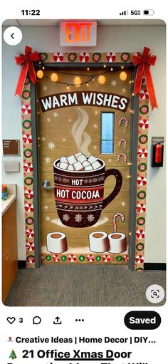 an instagramted photo with the message warm wishes hot cocoa