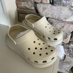 Nwt Never Been Worn Platform Crocs. Off White Color. Platform Crocs, Shoes Platform, Women's Crocs, Crocs Shoes, Off White Color, Christmas List, White Color, Size 7, Off White