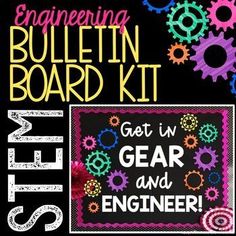 an engineering bulletin board kit with gear and engineer's name on the front cover