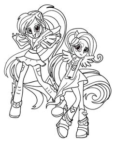 two cartoon girls with long hair and big eyes