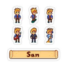 pixel art stickers with the name son