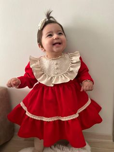 Button Detailed Red Baby Girl Baby Design Evening Dress Crepe Dress - birthday vintage dress - Birthday Vintage, Dress Birthday, Red Baby, Baby Design, Crepe Dress, Birthday Dresses, Girl Baby, Vintage Dress, Girl Dress