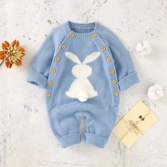 Little Bunny Long Sleeves Playsuit Baby Toddler 6 - 24 Months - Skaldo & Malin Long Sleeve Playsuit, High Quality Design, Feel Confident, Free Giveaway, Playsuit, Kids And Parenting, Stretchy Material, Say Hello, Little One