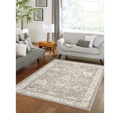 a living room filled with furniture and a rug on top of a hard wood floor