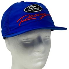 Ford Racing Vintage 90s Hat Motorsports Auto Blue Five Panel Sylemaster Made In USA Snapback Baseball Cap I always ship hats in a box. CONDITION: In gently used condition - no flaws noticed. Has been cleaned and sanitized. See photos. 90s Hats, Five Panel, Ford Racing, Vintage Hat, Low Rider