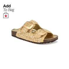 in stock Spring Gold Footbed Sandals With Buckle Closure, Gold Footbed Sandals With Buckle Closure For Summer, Spring Gold Footbed Sandals With Textured Footbed, Gold Textured Footbed Sandals For The Beach, Gold Flat Footbed Sandals For Spring, Gold Buckle Footbed Sandals For The Beach, Gold Flat Footbed Sandals For Summer, Gold Buckle Closure Footbed Sandals For Beach, Gold Footbed Sandals With Buckle Closure For Beach