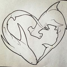 a drawing of two people in the shape of a heart, with one person touching each other's forehead