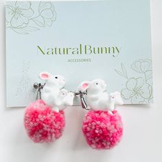 Elevate your style with our sweet White Rabbit With Pompon Stud Earrings / Clip-on Earrings.The intricate design and fluffy pompon add a touch of whimsy to any outfit.These lovely earrings can be worn as silver-needle studs or clip-ons, ensuring comfort and convenience for people with sensitive or non-pierced ears.This unique accessory will add a pop of color and romance to any outfit, making you stand out in a crowd. Pink Stud Earrings, Pink Studs, Boutique Collection, Easter Outfit, Outfit Making, Lovely Earrings, White Rabbit