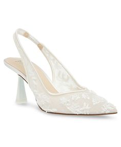 Betsey Johnson Women's Nikki Embroidered Slingback Evening Pumps - Macy's White Kitten Heels, Slingback Kitten Heels, Bare Beauty, Bridal Heels, Jet Setter, Tech Gifts, Luxe Gifts, Barnes And Noble, Quince