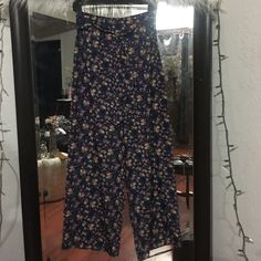 Never Worn. In Great Condition! Blue Floral Print Bottoms For Day Out, Blue Floral Print Pants For Day Out, Blue Floral Print Loungewear Pants, Blue Floral Print Pants For Loungewear, Trendy Blue Pants With Floral Print, Blue Floral High-waisted Pants, American Rag, Pant Jumpsuit, Wide Leg