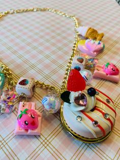 A handmade necklace featuring adorable charms!  Enjoy! Made with love each time!!  Custom orders welcome💕 Offers welcome too💕 Japanese Desert, Chocolate Cakes, Food Jewelry, Charm Necklaces, Handmade Necklace, Handmade Necklaces, Chocolate Cake, Custom Orders, Charm Necklace