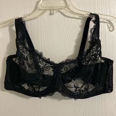 Beautiful Black Lace Underwire Bra. Sheer Full Cup Bra, Black Full Cup Lace Bra, Black Lace Full Cup Bra, Black Padded Cup Bra, Black Full Cup Bra Partially Lined, Black Lace Underwire Bra, Chic Black Padded Bra, Black Sheer Underwire Bra, Black Padded Bra