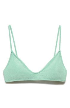 A textured finish adds chic style to this classic bikini top made in a timeless triangle design. Lined 77% polyamide, 20% polyester, 3% elastane Hand wash, line dry Imported Cute Triangle Bikinis, Cute Bikinis For Teens Summer, Preppy Bikinis, Swim Fits, Clothes Room, Pretty Swimsuits, Swimsuit Inspo, Summer Wishlist, Holiday Wishlist