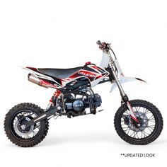 an image of a dirt bike that is in the white background with red and black stripes