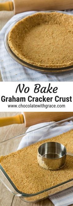 no bake graham cracker crust in a glass baking dish