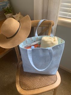 "Sand and Sun Roomy Beach Tote, Shopping or Market Bag!  This roomy bag with a fun summer seaside print to carry all of your necessities for that lounge Beach Day.  Plenty of space for beach towel, sunscreen, foldable hat, zipper pouch, snacks and water plus more!  Simple design, machine washable and dryable.  Iron if you wish for that crisp look.   ☀️ SIZE 20\" wide x 13.5\" tall x 7\" deep flat bottomed ☀️ FEATURES I used quality 100% cotton fabrics for the exterior and interior for the beach themed bag, and a sturdy stabilizer for the structure of the bag.  The handles are 17\" in length.   ☀️ CARE This bag is completely machine washable and dryable on low heat.  You may touch it up with an iron if you  prefer that crisp look. ☀️ GIFT I will be happy to ship your item directly to your g Childrens Quilts, Kansas City Mo, Beach Themed, Book Bag, Fun Summer, Travel Tote, Beach Tote, Market Bag, Bag Travel