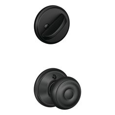 an image of a black door knob with the handle and levers on white background