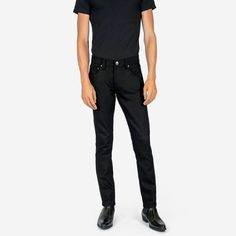 Free U.S. shipping and returns.



 



View SHIPPING TIMES.



 



Fit: Skinny but not super tight with medium rise.

Fabric: 11.5 oz. premium twill, 98% cotton, 2% stretch. This durable black fabric has great stretch recovery. If you’re looking for black denim that lasts, this is for you.

Wash: Classic twill.



 



 	Sizing questions? Click the Sizing tab below.

 	Premium denim with classic stretch and medium rise.

 	Tight weaving with good stretch recovery and produced to Slim Fit Mid-rise Jeans For Streetwear, Mid-rise Slim Fit Jeans For Streetwear, Slim Fit Straight Leg Streetwear Pants, Slim Fit Straight Leg Pants For Streetwear, Urban Slim Fit Denim Pants, Fitted Slim Cotton Bottoms, Fitted Jeans For Fall Streetwear, Modern Fitted Straight Bottoms, Classic Fitted Jeans For Streetwear