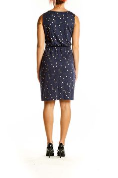 Brand: Boden Material: Cotton, Modal Condition: Excellent Size: S (6) Category: Dresses Day Dresses Measurements: Bust 36", Hips 34", Length 35", Waist 26" Blue Polka Dot Dress, Gold Polka Dots, Navy Gold, Dress Measurements, Blue Polka Dots, Navy Dress, Knit Pants, Skirt Suit, Polka Dot Dress