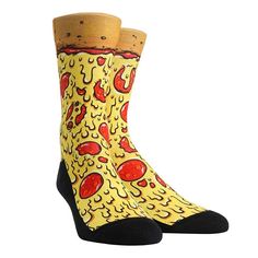 It's not delivery, its Rock 'Em. Look extra cheesy in these brand new Pizza socks featuring some of the freshest pepperoni slices to hit the kitchen. Ourhand rolled crust is no joke. We're giving Papa a run for his money with these! S/M - USA Shoe size (6 - 8.5) L/XL - USA Shoe size (9 - 13) Pizza Buffet, Pizza Socks, Food Socks, New Pizza, Usa Shoes, Sock Shop, Kids Socks, Athletic Fashion, Cheese Pizza