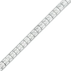 Princess-Cut Lab-Created White Sapphire Channel-Set Tennis Bracelet in Sterling Silver - 7.25" Luxury Tennis Bracelet With Channel Set For Formal Occasions, Formal Diamond Tennis Bracelet Channel Set, Luxury Channel Set Tennis Bracelet For Formal Occasions, Formal Rectangular Diamond Cut Diamond Bracelet, Timeless Diamond Bracelet With Channel Set For Formal Occasions, Timeless Channel Set Diamond Bracelet For Formal Occasions, Timeless Channel Set Diamond Bracelet For Formal Events, Elegant Wedding Tennis Bracelet With Channel Set, Elegant Channel Set Tennis Bracelet For Weddings