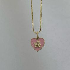 Pink Pendant Charm Necklace, Pink Heart Charm Necklace With Heart Pendant, Cute Pink Heart Pendant Necklace, Cute Pink Heart-shaped Necklace, Cute Pink Heart Charm Necklace, Cute Pink Heart-shaped Charm Necklace, Cute Pink Heart Necklace For Mother's Day, Cute Pink Heart Necklace For Valentine's Day, Trendy Pink Charm Necklaces For Mother's Day