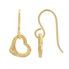 Earring Details: Length: .75-in. Backings: fishhook Metal: 14k gold-plated brass Size: One Size. Color: Yellow. Gender: female. Age Group: adult. Material: Gold Plate|Brass. Valentine's Day Teardrop Heart Earrings For Pierced Ears, Hypoallergenic Drop Earrings For Valentine's Day, Heart Shaped Drop Earrings For Mother's Day, Heart Charm Drop Earrings For Mother's Day, Mother's Day Heart Pendant Earrings For Pierced Ears, Anniversary Teardrop Earrings With Heart Charm, Valentine's Day Heart Charm Open Heart Earrings, Mother's Day Heart Pendant Earrings, Mother's Day Heart-shaped Drop Earrings