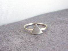 Sterling silver triangle ring geometric jewelry. by lunahoo Minimalist Hammered Silver Stackable Rings, Minimalist Hammered Sterling Silver Midi Rings, Silver Hammered Minimalist Midi Rings, Minimalist Silver Pyramid Jewelry, Sterling Silver Triangle Rings As Gift, Sterling Silver Triangle Rings For Gifts, Silver Triangle Jewelry For Everyday, Silver Triangle Rings For Gifts, Silver Triangle Rings For Gift