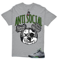 Custom Tees made to match your sneakers! The perfect shirts for matching your shoes with your outfit. This t-shirt is made to go with Jordan 5 Green Bean. Shipping: * Items ship within 1-3 business days. * Tracking information included! * Please verify your shipping address is 100% accurate during checkout. The unisex heavy cotton tee is the basic staple of any wardrobe. It is the foundation upon which casual fashion grows. All it needs is a personalized design to elevate things to profitability Casual Sneakers With Graffiti Print For Streetwear, Casual Graffiti Print Sneakers For Streetwear, Casual Graphic Print Sneakers For Streetwear, Casual Graffiti Print T-shirt For Sports, Gray T-shirt With Front Print For Streetwear, Casual Cotton Sneakers With Letter Print, Gray T-shirt For Streetwear, Jordan 5 Green Bean, Green Bean 5s