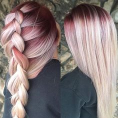 Hair Colors That Look Good With Blue Eyes, Peekaboo Hair Color Blonde, Blonde Hair With Pop Of Color, Burgundy And Blonde Hair, Blonde Hair 2022, Red Roots Blonde Hair, Hair Color Spring, Blonde Hair With Roots, Hair 2022