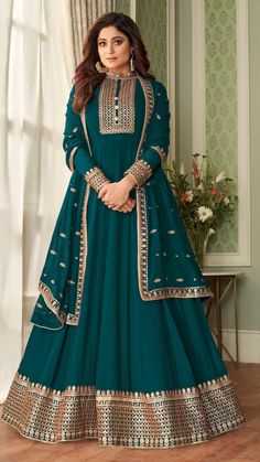 अनारकली सूट, डिजाइनर कपड़े, Georgette Anarkali Suits, Green Anarkali, Floor Length Anarkali, Designer Anarkali Suits, Gown Suit, Salwar Kamiz