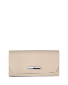 Longchamp Roseau Leather Continental Wallet Elegant Business Clutch With Coin Pocket, Classic Formal Clutch With Palladium Hardware, Elegant Compact Leather Wallet, Elegant Leather Wallet With Palladium Hardware, Elegant Leather Wallets With Palladium Hardware, Elegant Compact Business Wallets, Classic Evening Clutch With Coin Pocket, Classic Clutch With Palladium Hardware, Formal Clutch Wallet With Coin Pocket