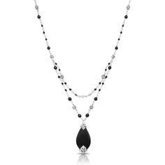 .925 Sterling Silver Bead Size Matte Black Onyx 4mm, 2mm Chain Length: 17''+Extender 2" Pendant Measures: 14mm x 32mm Stone Size: MQ 14MM X 30MM - DS Lobster Claw Closure [SHORTDESCRIPTION] Elegant Black Crystal Necklace With Beaded Chain, Elegant Double Strand Necklace With Black Beads, Elegant Onyx Necklace With Polished Beads, Elegant Teardrop Black Bead Jewelry, Elegant Teardrop Black Beaded Jewelry, Elegant Black Single Strand Crystal Necklace, Elegant Necklace With Beaded Chain And Teardrop Pendant, Elegant Teardrop Pendant Necklace With Beaded Chain, Elegant Teardrop Pendant Beaded Necklace