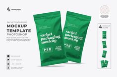 two bags of sachet packaging mockup