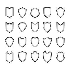 the different types of shields in black and white