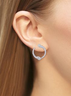 18kt white gold 18kt white gold Eclipse diamomnd hoop earrings from KWIAT featuring round cut diamonds. Two's company. These earrings come as a pair.. This piece comes with a certificate of authenticity.. Diamond Guide, White Gold Earrings, Diamond Hoop Earrings, Silver Hoop Earrings, Round Cut Diamond, Yin Yang, Round Cut, Gold Diamond, Ear Cuff