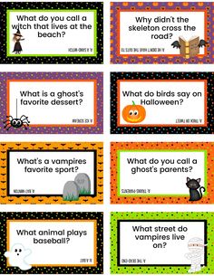 halloween themed classroom labels with pumpkins, ghostes and other things to say on them