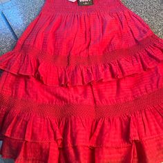 Size Medium, Pink . Can Be Worn As A Long Skirt Or A Sun Dress / Bathing Suit Coverup Beach Dresses With Ruffled Tiered Skirt, Ruffled Tiered Skirt Sundress, Flowy Tiered Ruffled Skirt Dress, Casual Tiered Dress With Lined Skirt, Elegant Tiered Summer Skirt, Skirted Mini Dress With Ruffles For Party, Mini Dress With Ruffle Hem And Flowy Skirt, Ruffled Mini Dress For Party, Summer Dress With Gathered Voluminous Skirt