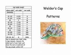 an image of a table that shows the size and pattern of a cap for children's hats