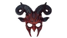 Step into the shoes of a devilish beast with this intricate half mask. The plastic mask features curled ram horns, pointed ears, and a deep red complexion. Red Devil Ram Horn Plastic Half Mask product details:13in wide x 14in tall Plastic and polyester One size fits most teens and adults Care Instructions:Spot clean only | Adult Dark Demon Goat Man Halloween Mask | Party City Horned Masquerade Mask For Halloween, Demon Goat, Goat Man, Dark Demon, Plastic Mask, Pointed Ears, Ram Horns, Half Mask, Red Devil