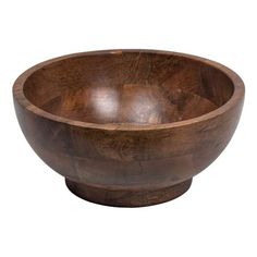 a wooden bowl is shown on a white background